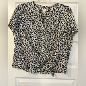 J. Crew Floral Blouse with tie, Size XXL